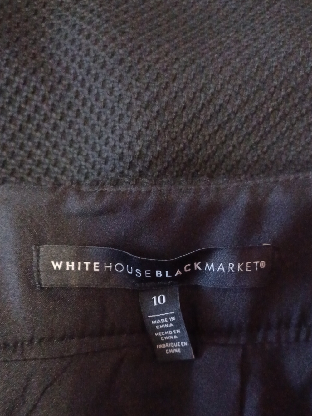 WHBM Black Textured Knit Mini Pencil Skirt White Piping Trim Size 10 - Picture 2 of 15